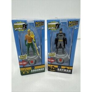 Super FX Mighty Heroes Aquaman + Batman Micro Figure With Voice Effects LOT OF 2